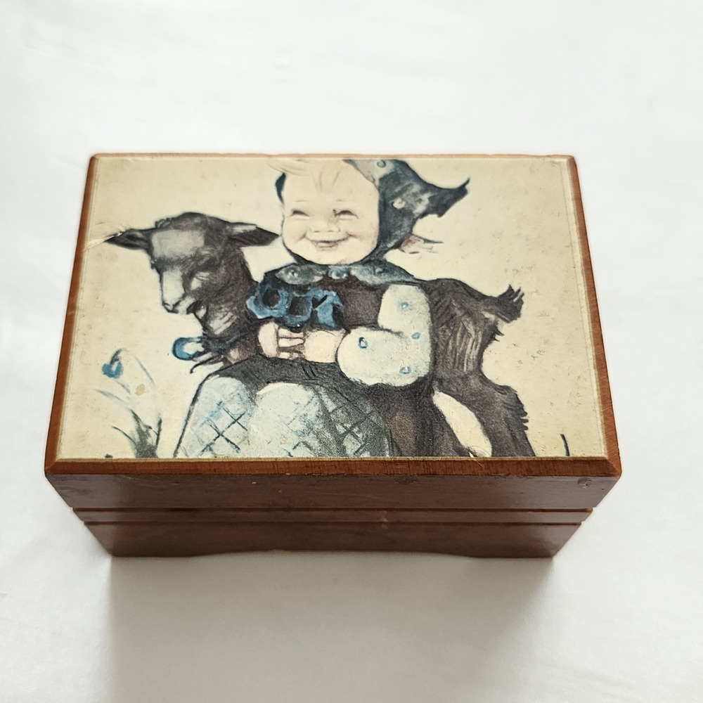 Vintage Thorens Music Box Lara's Theme Swiss Made Wood Child Lamb Illustration